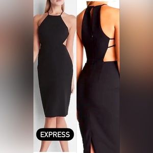 EXPRESS Body Contour Side Cutout Sheath Dress XL, black